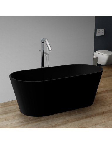 Sort Fritstående Badekar Solid Stone 165 Mat - Spahouse