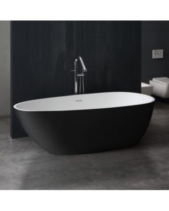 Hvid Fritstående Badekar Solid Stone 171 Mat Mat Sort - Spahouse