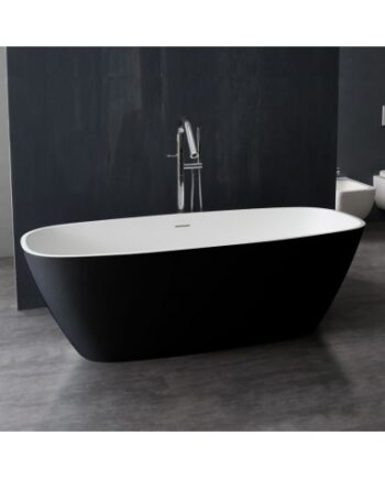 Hvid Fritstående Badekar Solid Stone 175 Mat Mat Sort - Spahouse