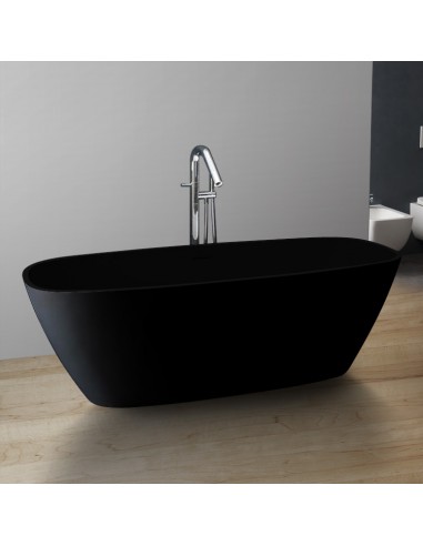 Sort Fritstående Badekar Solid Stone 175 Mat - Spahouse