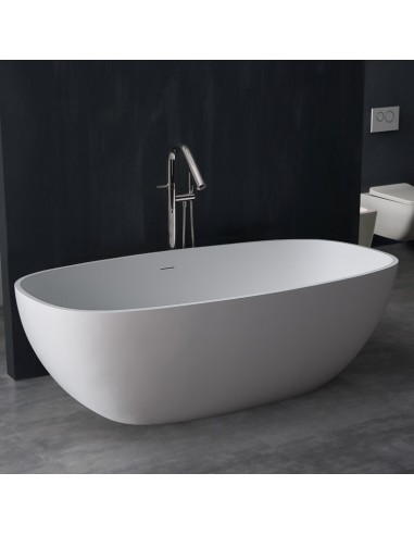 Hvid Fritstående Badekar Solid Stone 177 Blank - Spahouse