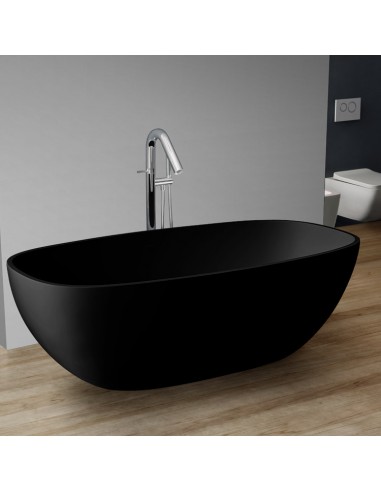 Sort Fritstående Badekar Solid Stone 177 Mat - Spahouse