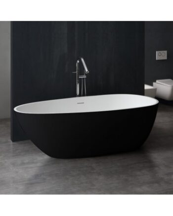 Hvid Fritstående Badekar Solid Stone 185 Mat Mat Sort - Spahouse