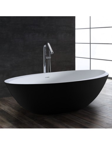 Hvid Fritstående Badekar Solid Stone 190 100 Mat Mat Sort - Spahouse