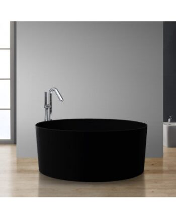 Sort Fritstående Rundt Badekar Solid Stone Ø150 Mat - Spahouse