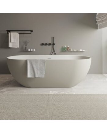 Hvid Solidera Fritstående Badekar Solid Surface 170 Mat Lysegrå Mat - Ideavit Spahouse